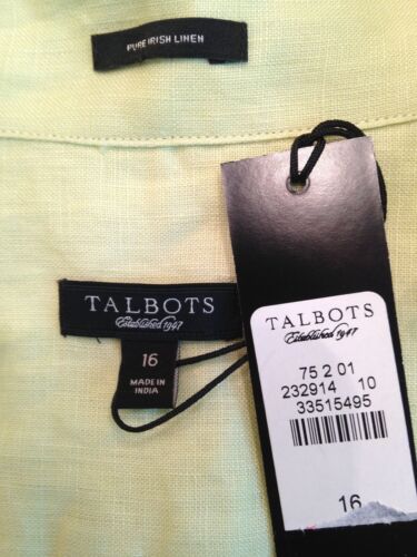 NWT TALBOTS Women Pure Irish Linen Light Green Career Button Down Shirt Top 16 - Picture 4 of 4