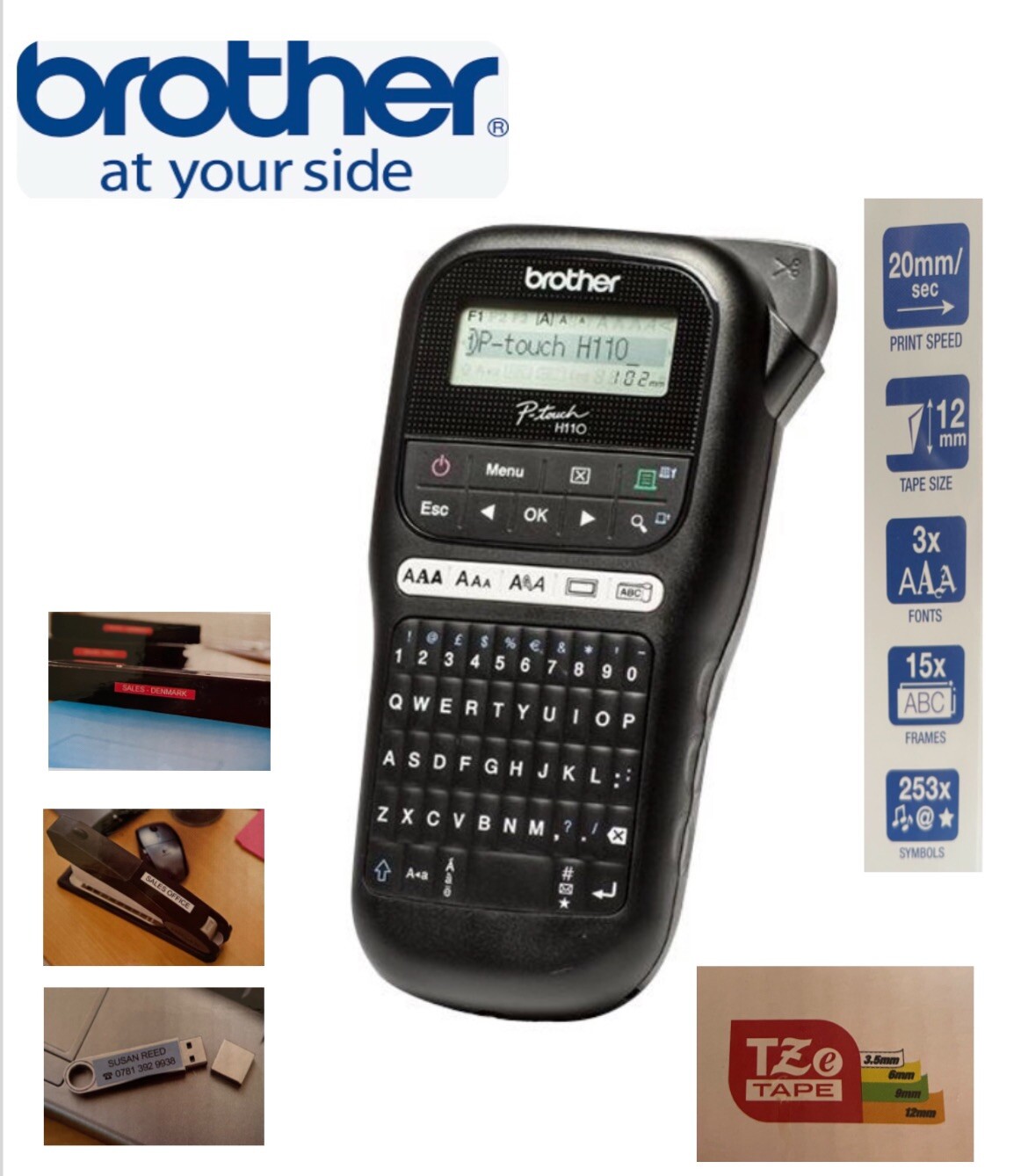 Brother PT-H110 étiqueteuse de bureau ruban TZe 12mm clavier AZERTY compact