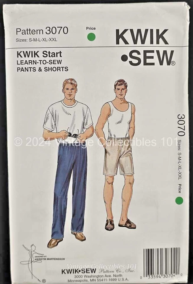 Kwik Sew Pattern 3070 Men's Pants Shorts Size S M L XL XXL Uncut FF - Image 2 of 4