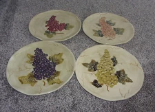 4 Tabletops Unlimited Cabernet 11 1/4" Dinner Plates Grapes Handpainted