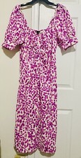 Who What Wear Dress NWT Sz M Puff Sleeves Pink Leopard Print Midi Dress