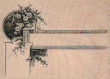 Flowered Corner Joint 3 1/2 x 2 1/2" Rubber Stamp, Plants Stamp, Flowers, Trees
