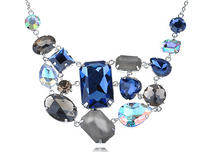 Elegant Women Capri Blue Morion AB Rectangle Square Circle Shape Necklace