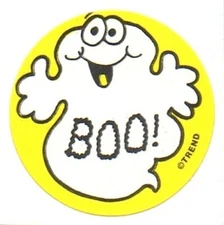 1980s Trend Scratch And Sniff Glossy Coconut Ghost Boo Stinky Stickers Single