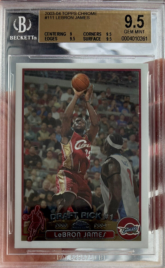 Iconic 2003 Topps Chrome LeBron James Rookie #111 GEM MINT 9.5 BGS Lakers cross
