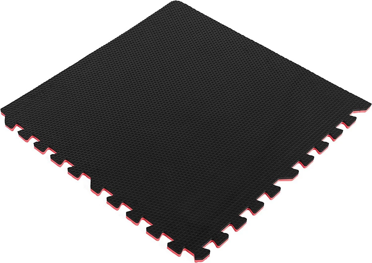 CAP EVA High-Density Foam Reversible 4-Piece 13.7 Sq ft. .50in Thick Puzzle  Exercise Mat, Black / Red 