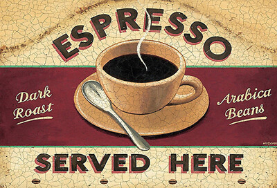 Holzschild 20x30  Espresso served here dark roast  Wand Deko Bar Kneipe Cafe Sam