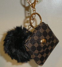 PomPom Brown Purse Keychain Backpack Charm Stocking Stuffer Gift