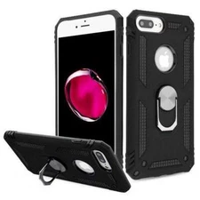 For iPhone 7+/ 8+ AMZER Hybrid Shockproof Case With Magnetic Ring Holder- Black