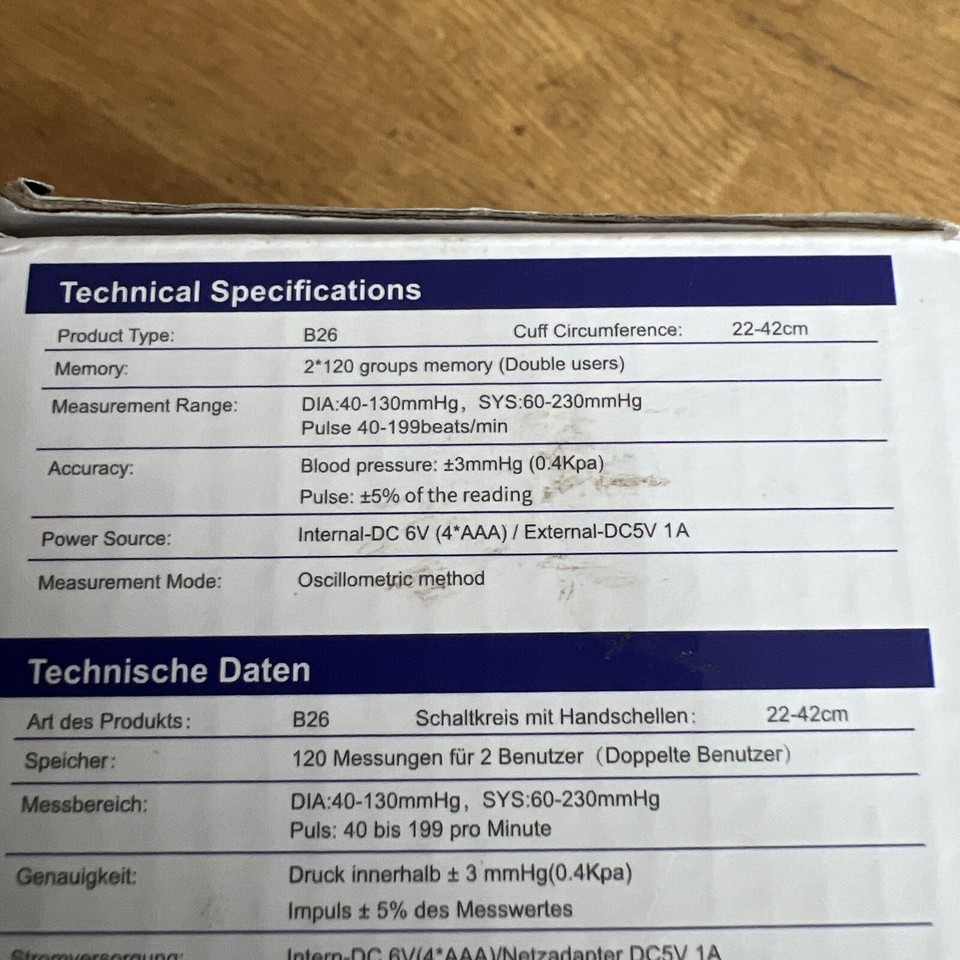GPZON UPPER ARM INTELLIGENT TYPE DIGITAL B26 BLOOD PRESSURE MONITOR ONE
