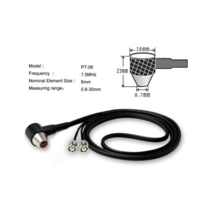 PT-06 Ultrasonic Thickness Gauge Probe Transducer Sensor 7.5MHz Range 0.8~30mm