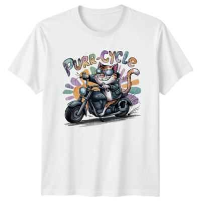 Lustiges Tier Wortspiel T-Shirt Purr-Cycle Katze Motorradfahrer