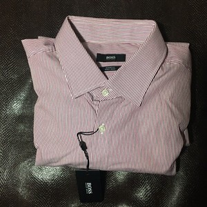 red and white striped dress shirt