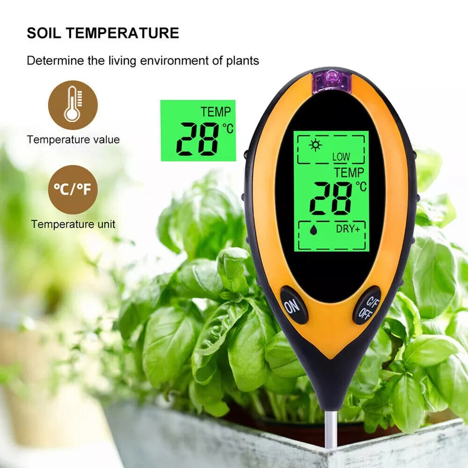 4-in-1 Digital PH Soil Tester LCD Moisture Plant Water Temperature Test Meter US - Image 3 of 4