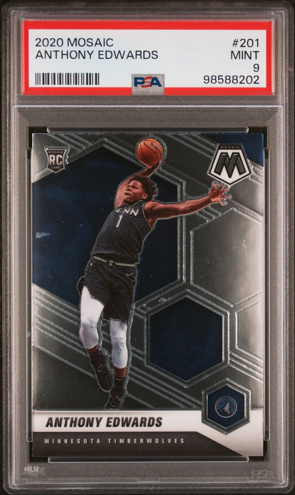 2020 Panini Mosaic #201 Anthony Edwards Rookie PSA 9