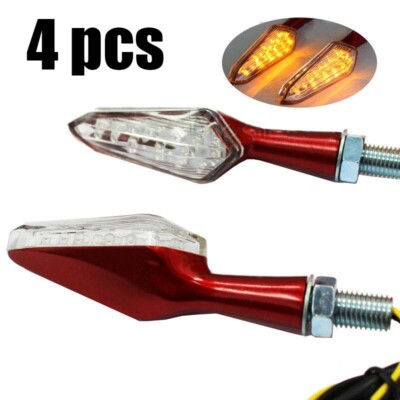 4X Metal Red LED Turn Signal Indicator Light Kawasaki ZX9R ZX7R ZX