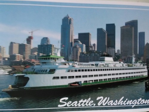 AERIAL VIEW SEATTLE PHOTO POST CARD WASHINGTON STATE FERRIES SEATTLE WASHINGTON - Picture 5 of 10