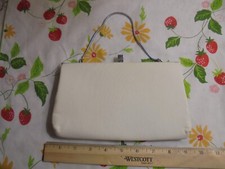 Vintage clutch, handbag, teatime, white purse, silver clasp and chain accessory