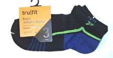 Tru Fit Boys 3pk Athletic Ankle Socks Stretch WickDRY Socks Size 4-6.5 NWT