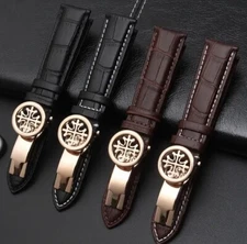 For Patek Philippe watches leather watch strap with deployant buckle