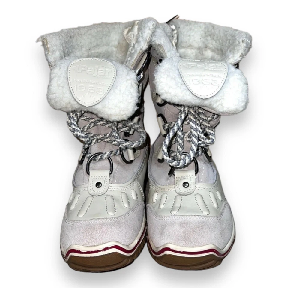 Pajar Alina Round Toe Waterproof Winter Boots White Leather Women's 6-6.5 - Image 2 of 4