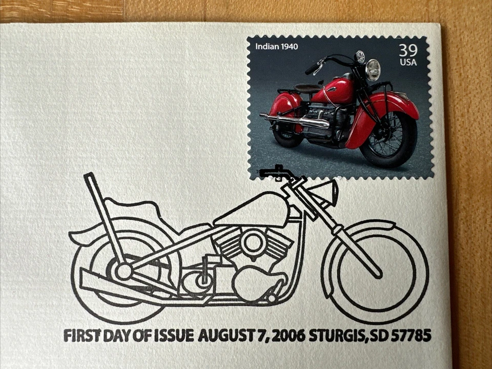 FIRST DAY ISSUE 2006 STURGIS, SD 1940 INDIAN American Motorcycles LOGO ENVELOPE - Image 2 of 4