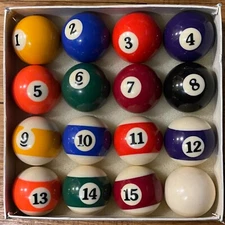 Aska 2-1/4" Full 16 Piece Pool Table Billiard Balls Pool Ball Set Standard Size