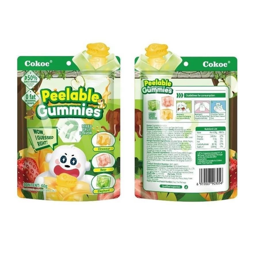 Combo 5 Flavors Cokoc Peelable Gummies Peeling Soft Candy Grape Mango Peach - Picture 3 of 6