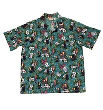 Vintage Barefoot In Paradise Men Hawaiian Shirt L Parrots Floral Pocket USA Made