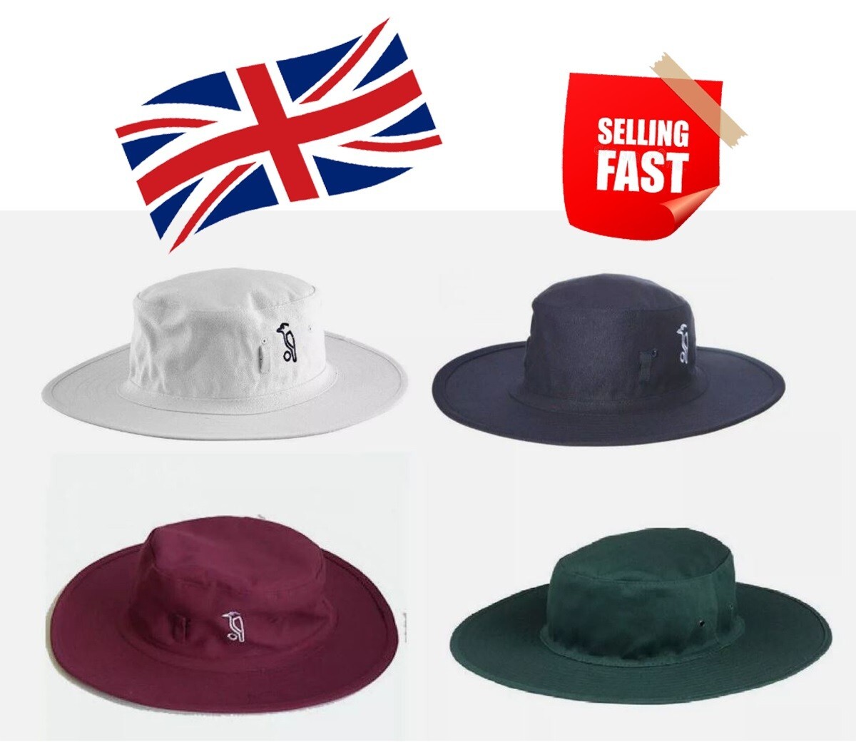 Kookaburra Cricket Sun Hat Anti Crinkle Comfortable Towel Banded