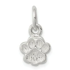 Sterling Silver Textured Paw Print Charm 925
