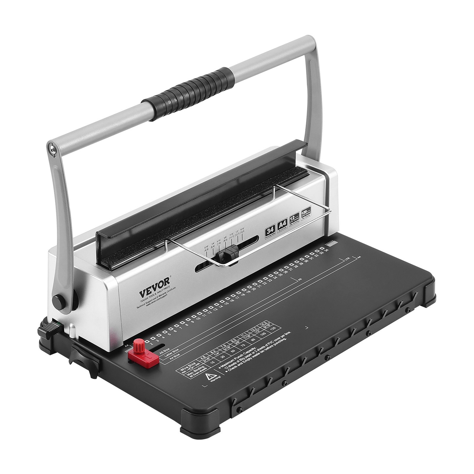 Coil Binding Machine 34 Hole Punch Binder 120 Sheet Manual for A4 Letter Report