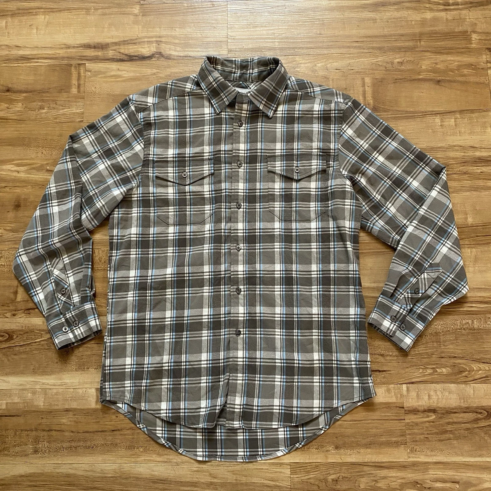 Mountain Khakis Jackson Hole Mens M Taupe Plaid Flannel Wool Blend Outdoor Shirt