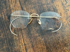 Antique B L Bausch Lomb 1/10 12K Gold Filled Rimless Eyeglasses Frames Only