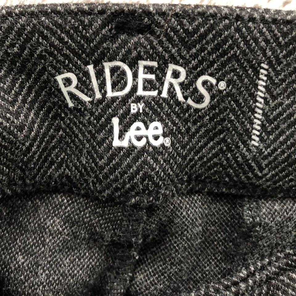 Riders By Lee Womens Pants Size 32 Measured Herringbone Trousers Black Wide Leg - Image 3 of 4