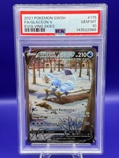 Pokemon Sword & Shield Evolving Skies Glaceon V Full Art 175 PSA 10