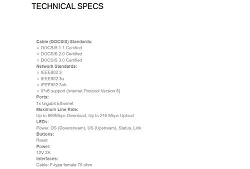 LINKSYS HIGH SPEED DOCSIS 3.0 24X8 CABLE MODEM CM3024 - NO WIFI - Image 2 of 4