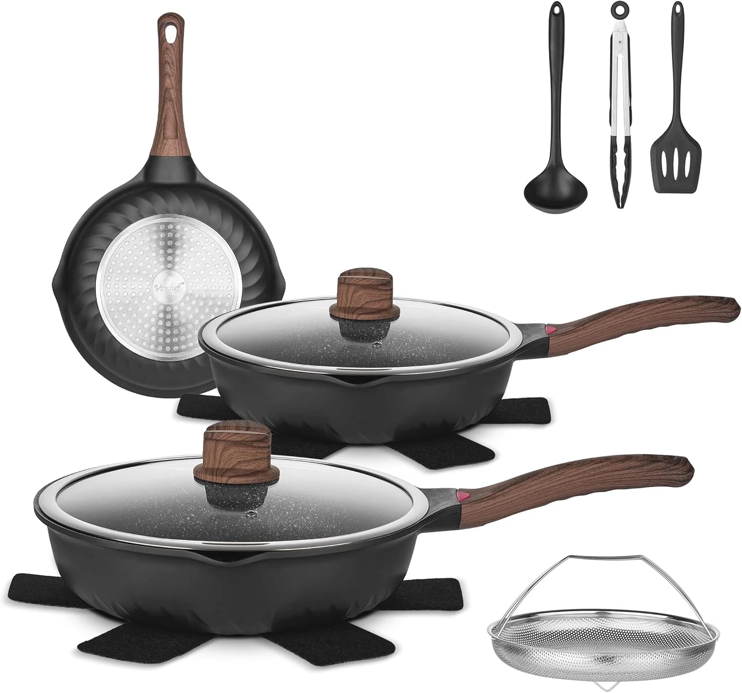 Vinchef Pots and Pans Set, 12Pcs Nonstick Induction Kitchen Cookware Sets with S