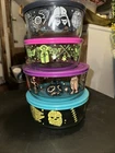 ❤️ 8-pc PYREX STAR WARS 4 Cup Glass STORAGE BOWL SET w/Covers Darth Vader Yoda
