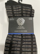 Vince Camuto 3 Pairs Pack Mens Mid-Calf Dress Socks One Size Strips / Black NEW