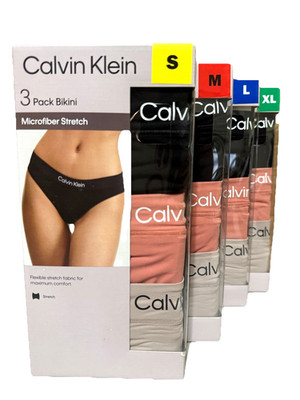 Calvin Klein Women's Microfiber Stretch Bikini Underwear Panties 3 Pack S,M,L,XL