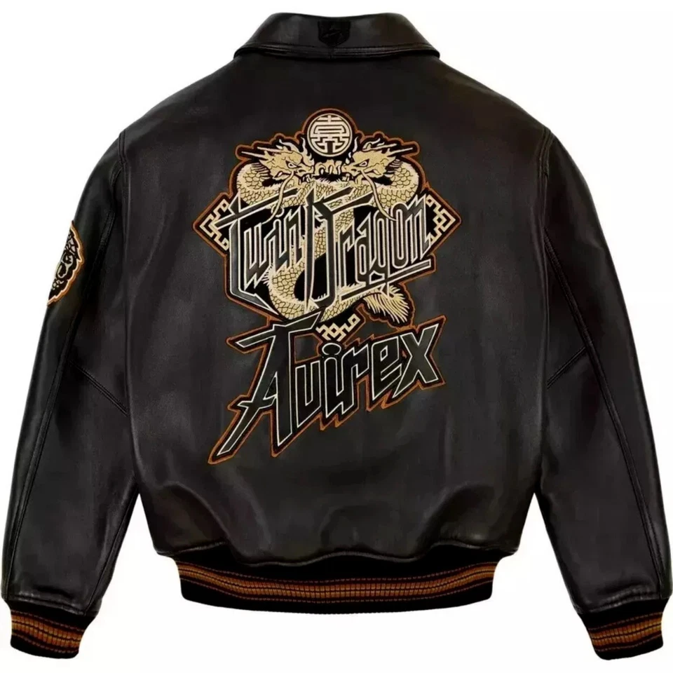 Men Avirex Genuine Bomber Leather Jacket Classic American Flight Leather Jacket - Image 2 of 4