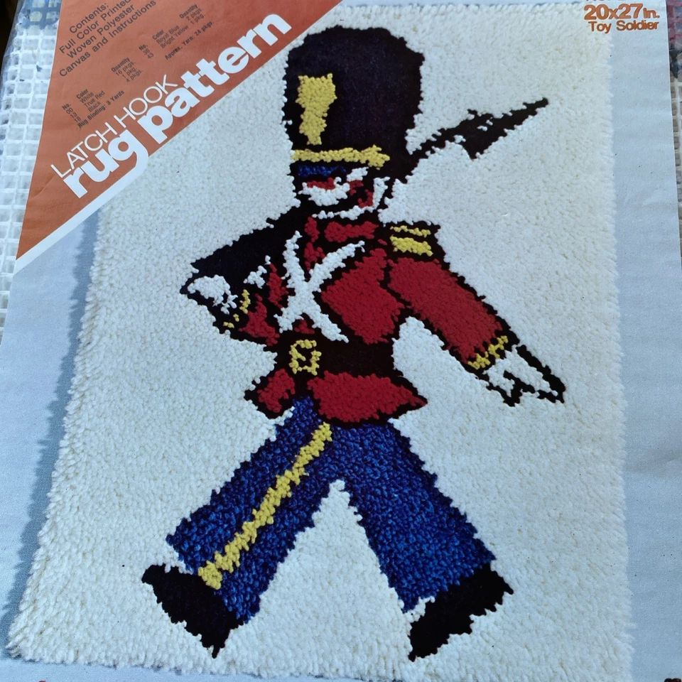 CARON+SPINNERIN (2) Latch Hook Rug Patterns Only “Raccoon+Soldier” 20x27” NIP - Image 2 of 4