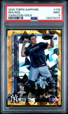 2025 TOPPS CHROME SAPPHIRE VAR-GOLD #139 BEN RICE 30/50 PSA 9