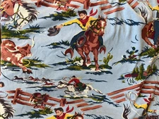 Nick & Nora Twin Flat & 2 Pillowcase Jersey Sheets Home on Range Cowboys Western