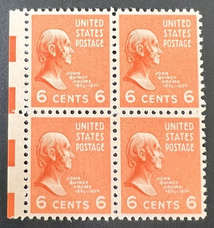 US Block of 4 1938 John Quincy Adams Prexie Series MNH Scott 811 