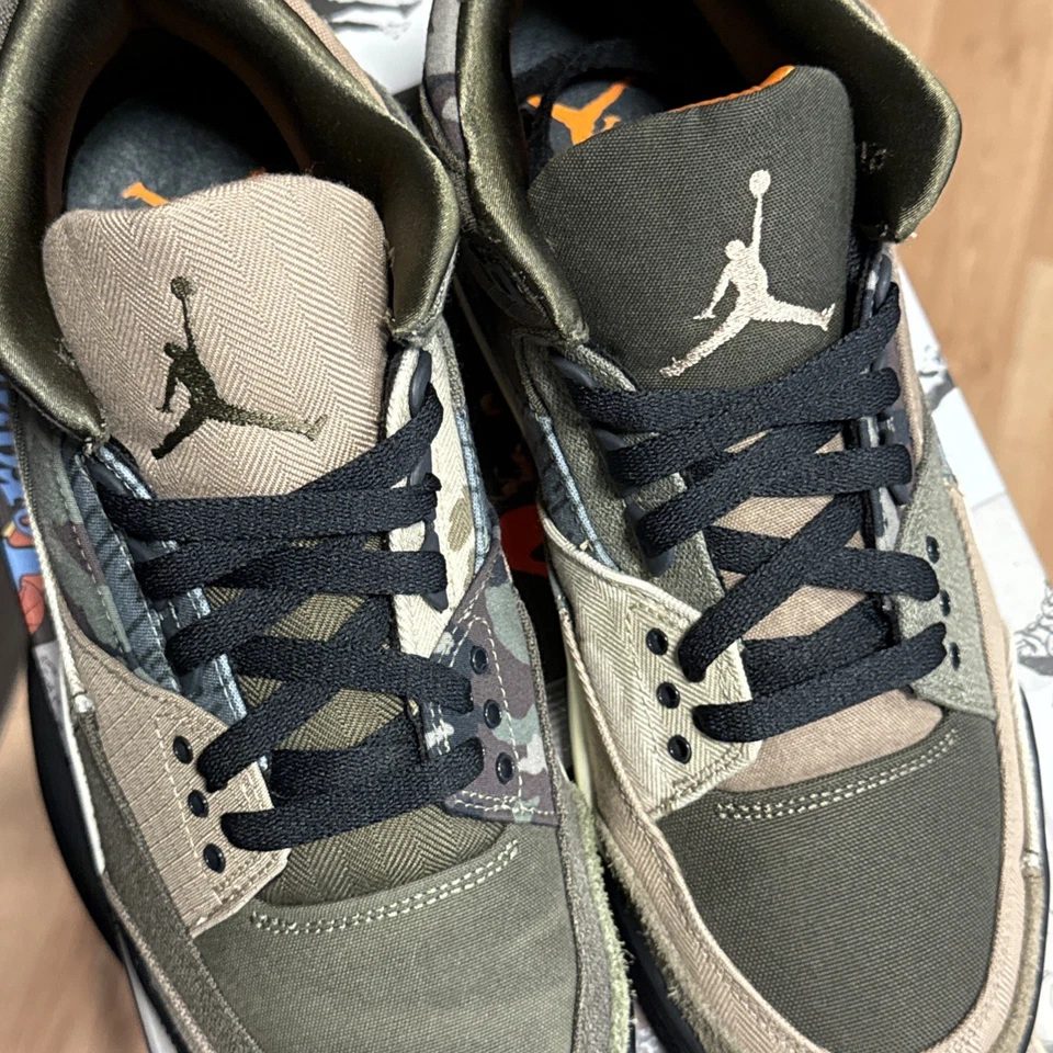 Jordan 3 Retro Patchwork Camo 2021 Men’s Size 9 PREOWNED VNDS DO1830-200 - Image 4 of 4