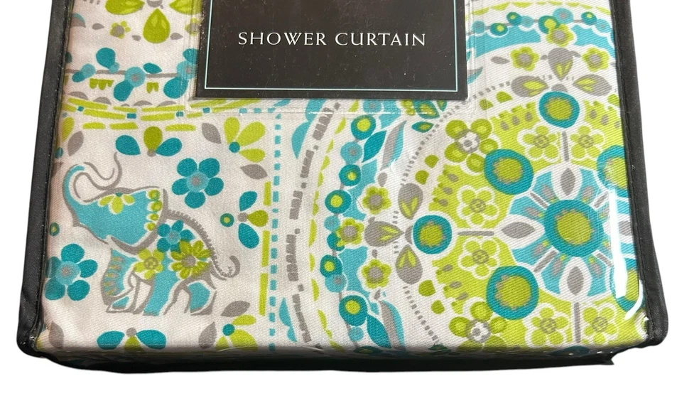 Cynthia Rowley Happy Elephant Tela Cortina de Ducha Floral Azul 72" Nuevo Foto 3 de 4