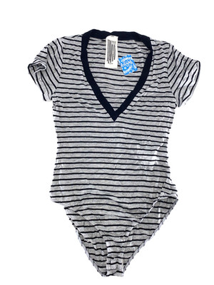 Free People black and grey striped bodysuit Sz medium 