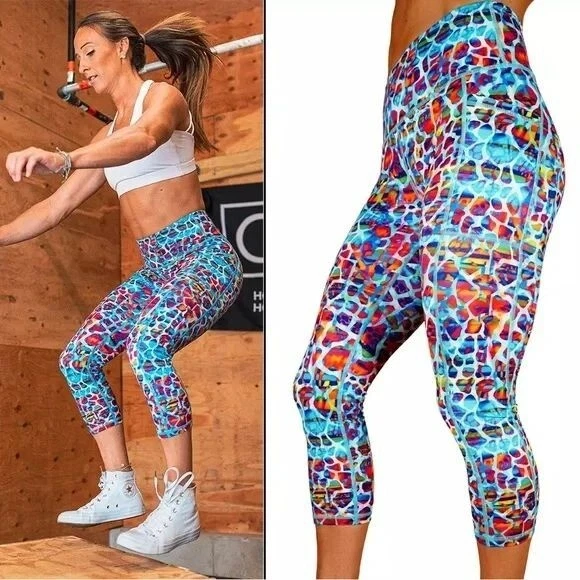constantly-varied-gear exotic bright leopard print crop pockets leggings